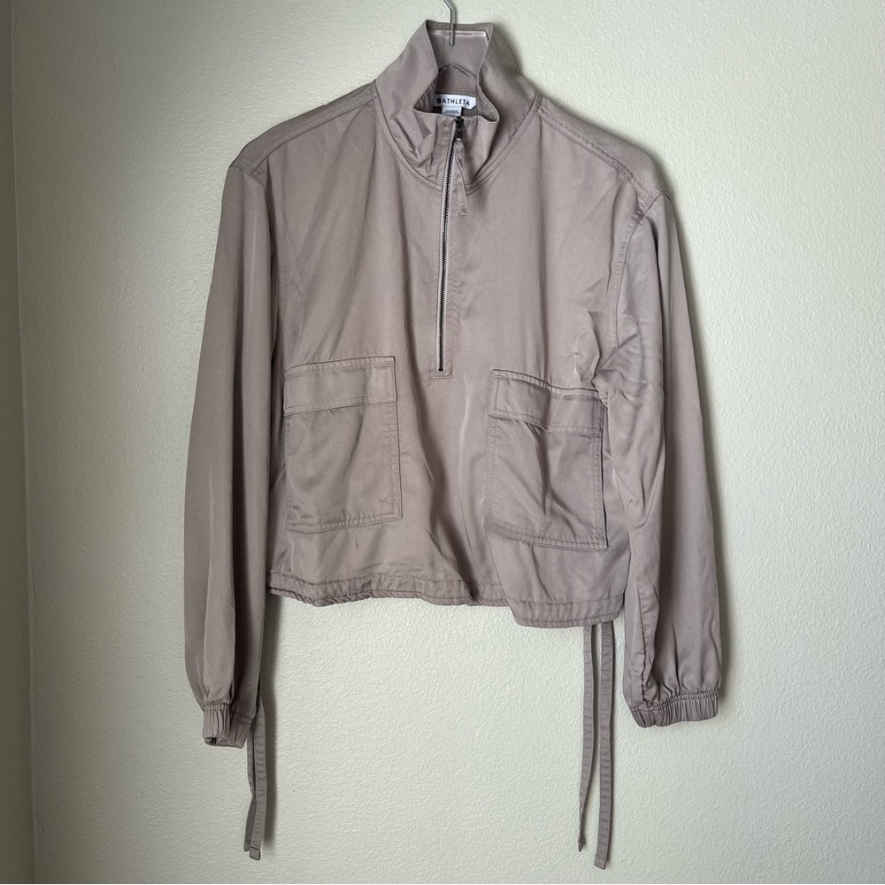 Athleta Taupe Zip Up Utility Jacket Size Small Athleisure Loungewear